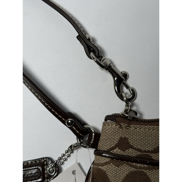 NWT Coach Jacquard Signature C Wristlet Wallet with Leather Trim Charm Brown‎ - Picture 8 of 12